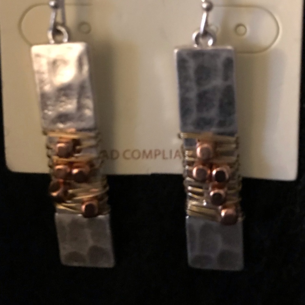 Silver earrings with a touch of gold accent